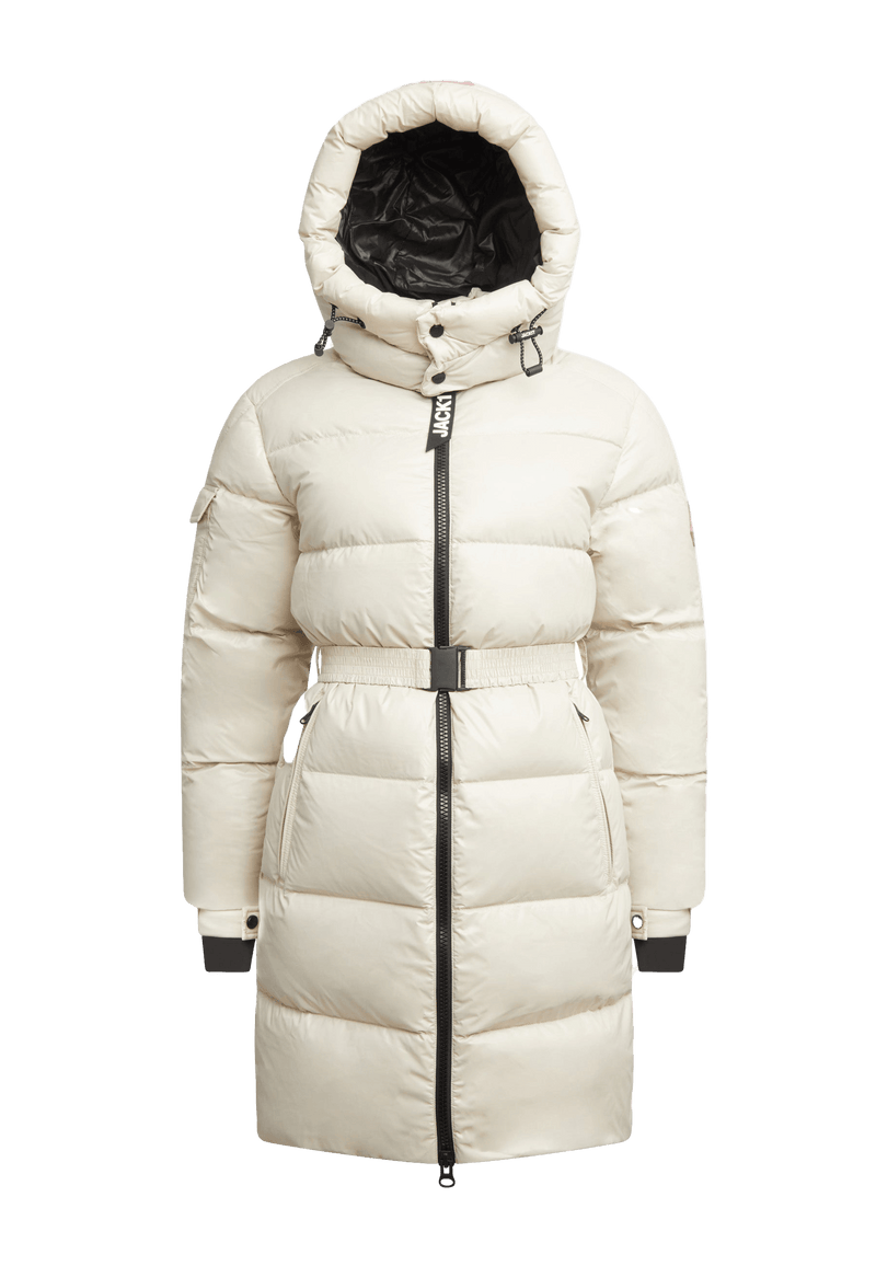 EZ Belted Down Puffer Coat Lux Stone flat lay swatch