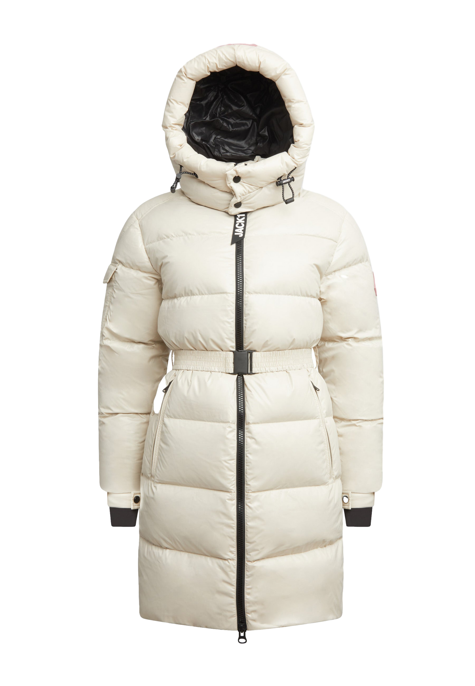EZ Belted Down Puffer Coat Lux Stone flat lay swatch