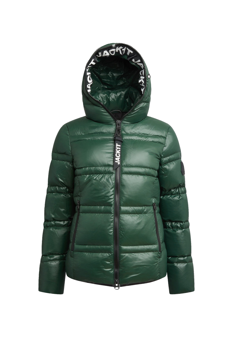 R4D Tramline Puffer Racer Jacket Lux Emerald flat lay swatch