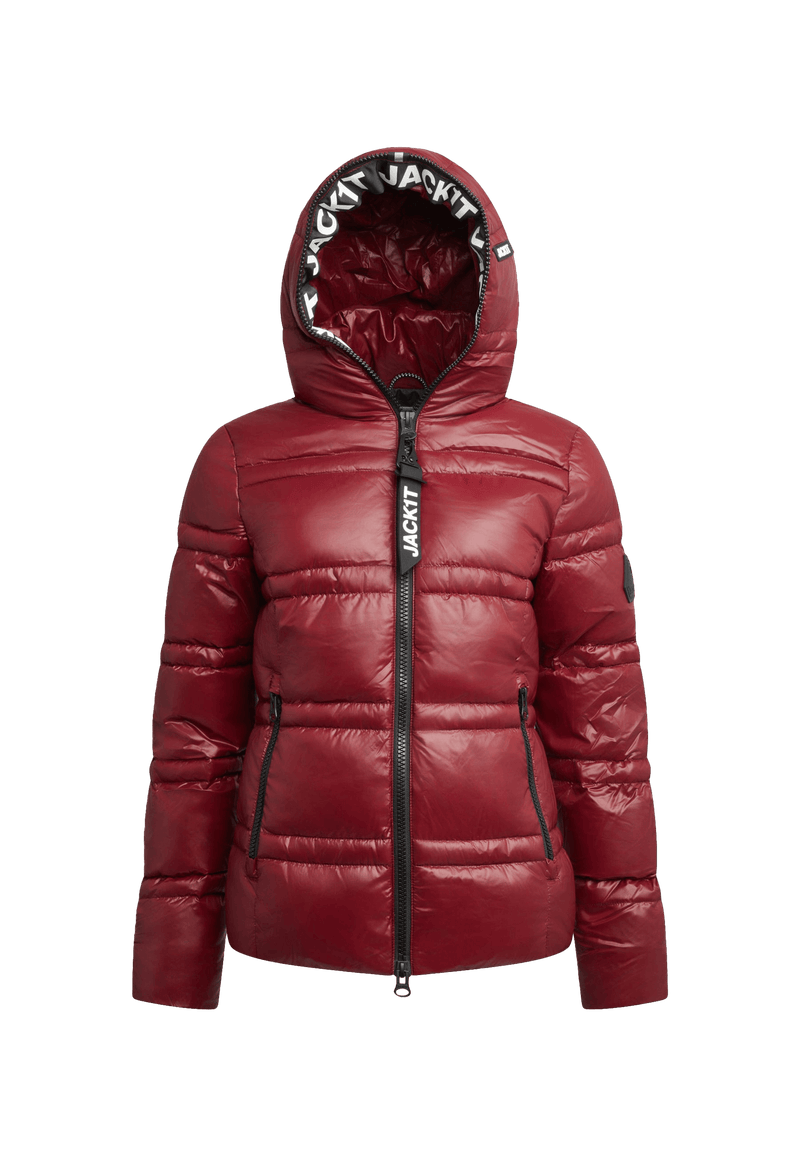 R4D Tramline Puffer Racer Jacket Lux Cranberry flat lay swatch