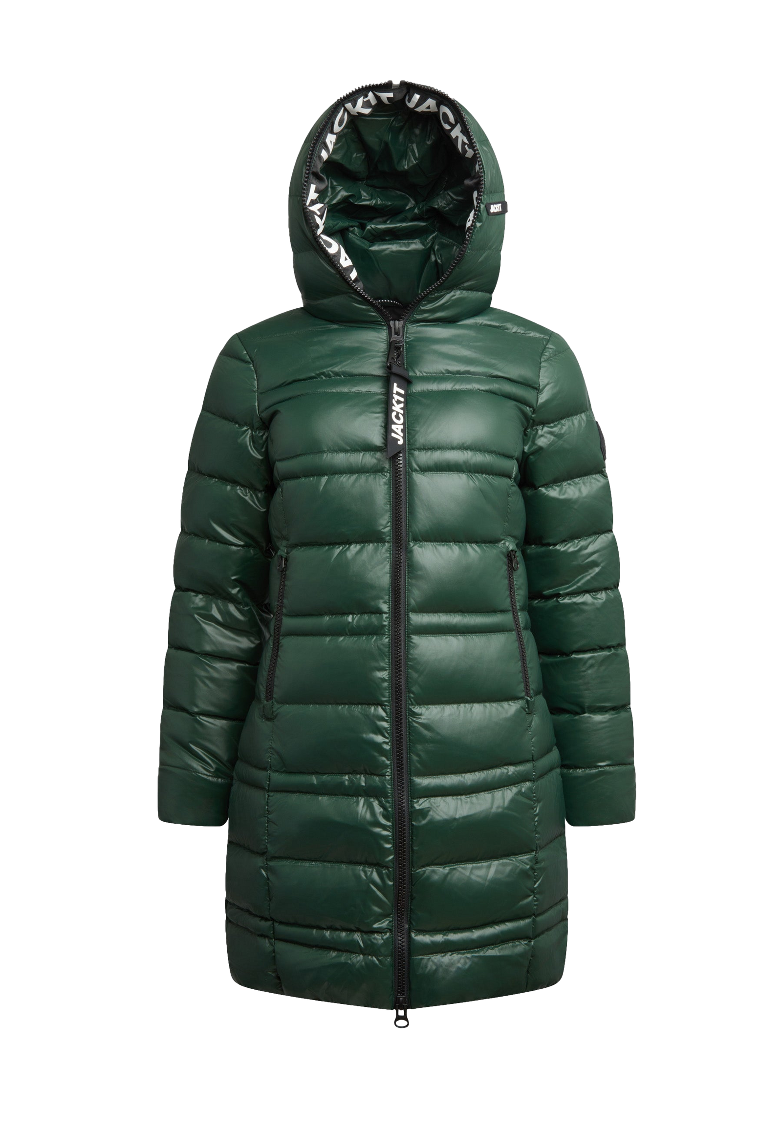 R4D Tramline Down Coat Lux Emerald flat lay swatch