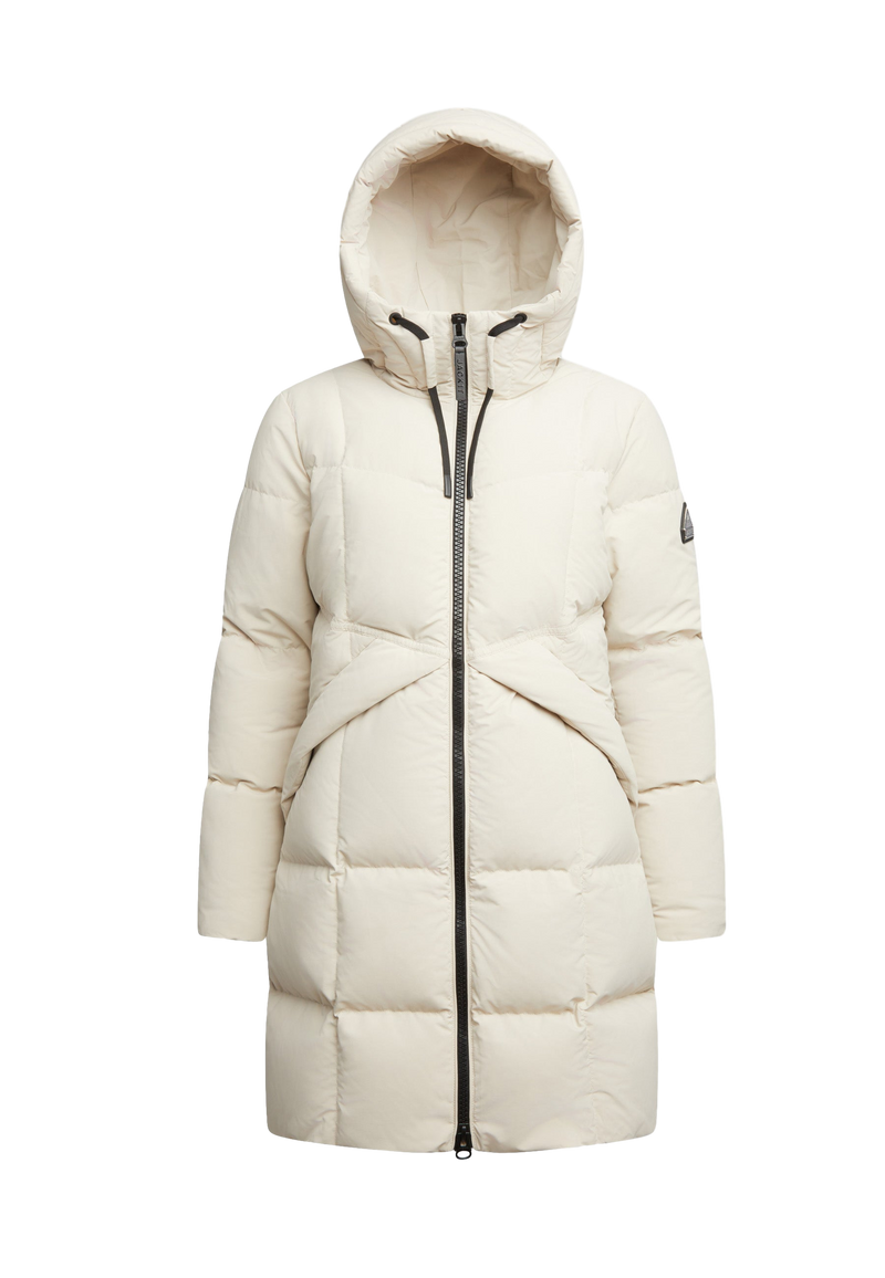 Black Star Puffer Down Coat Stone flat lay swatch