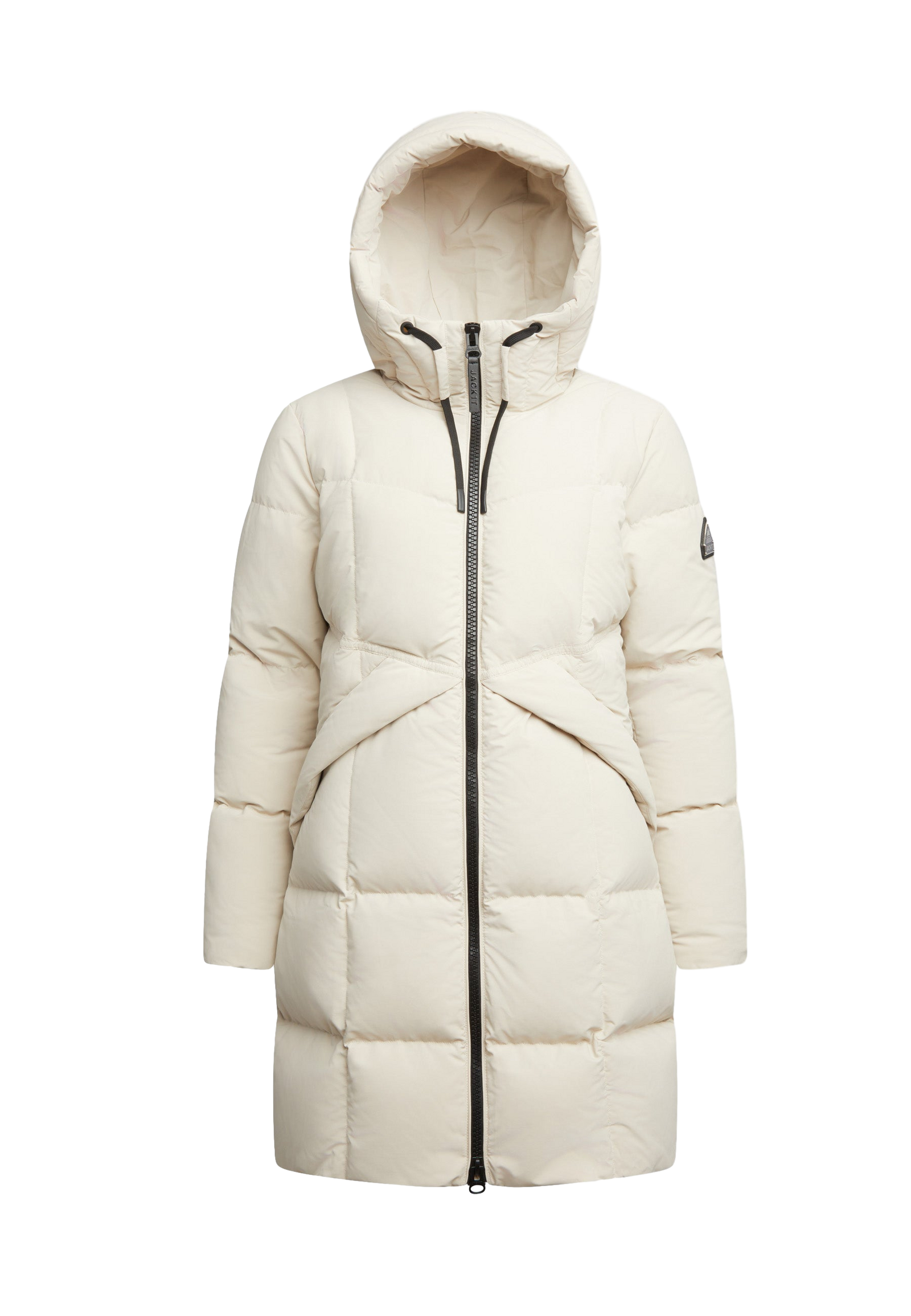 Black Star Puffer Down Coat Stone flat lay swatch