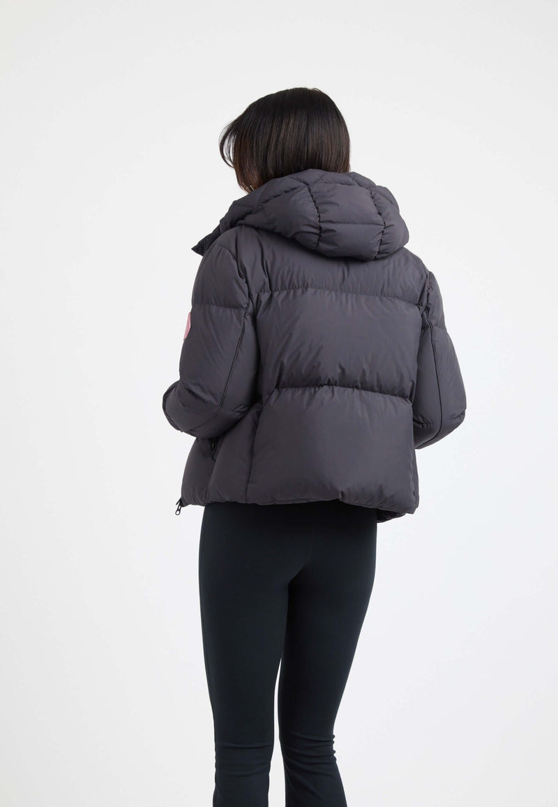 Star Shower Down Puffer Jacket Black on model full length by JACK1T