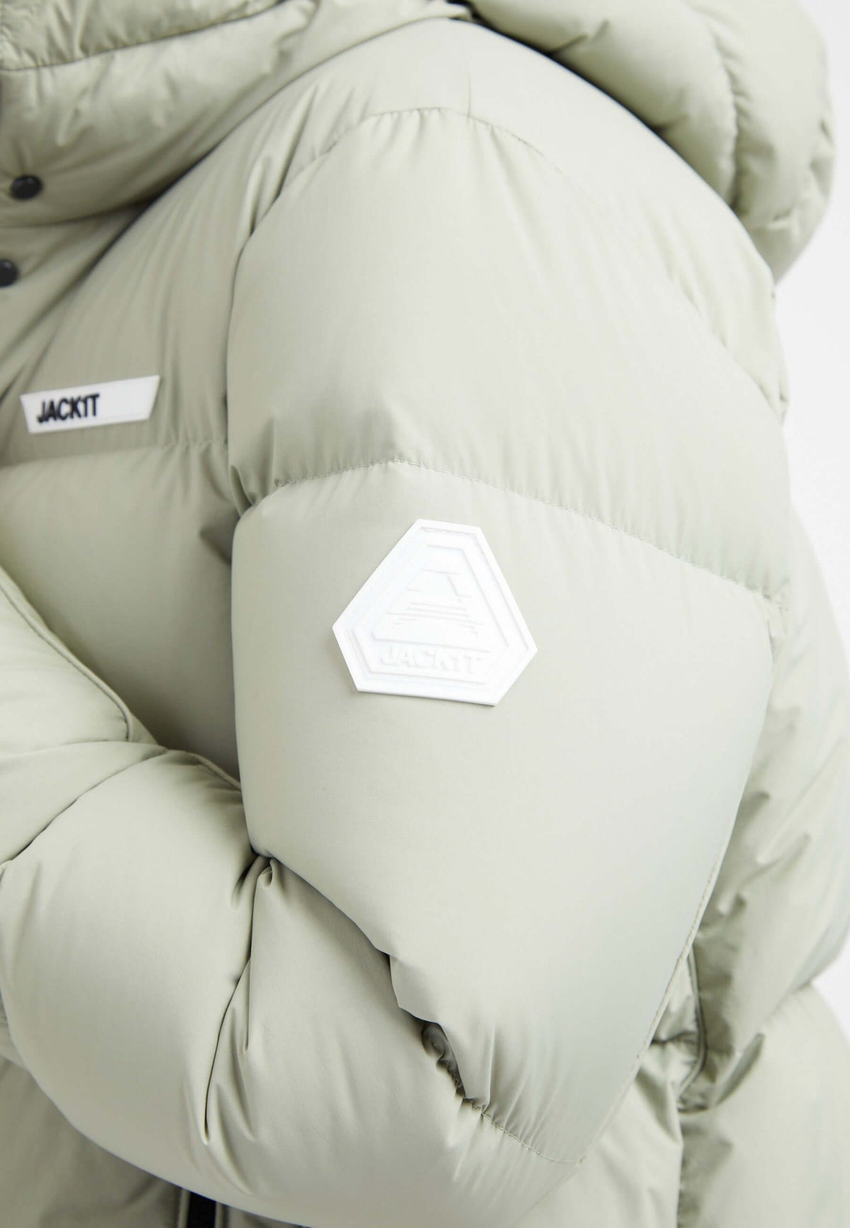 Star Shower Down Puffer Jacket Sage detail shot by JACK1T