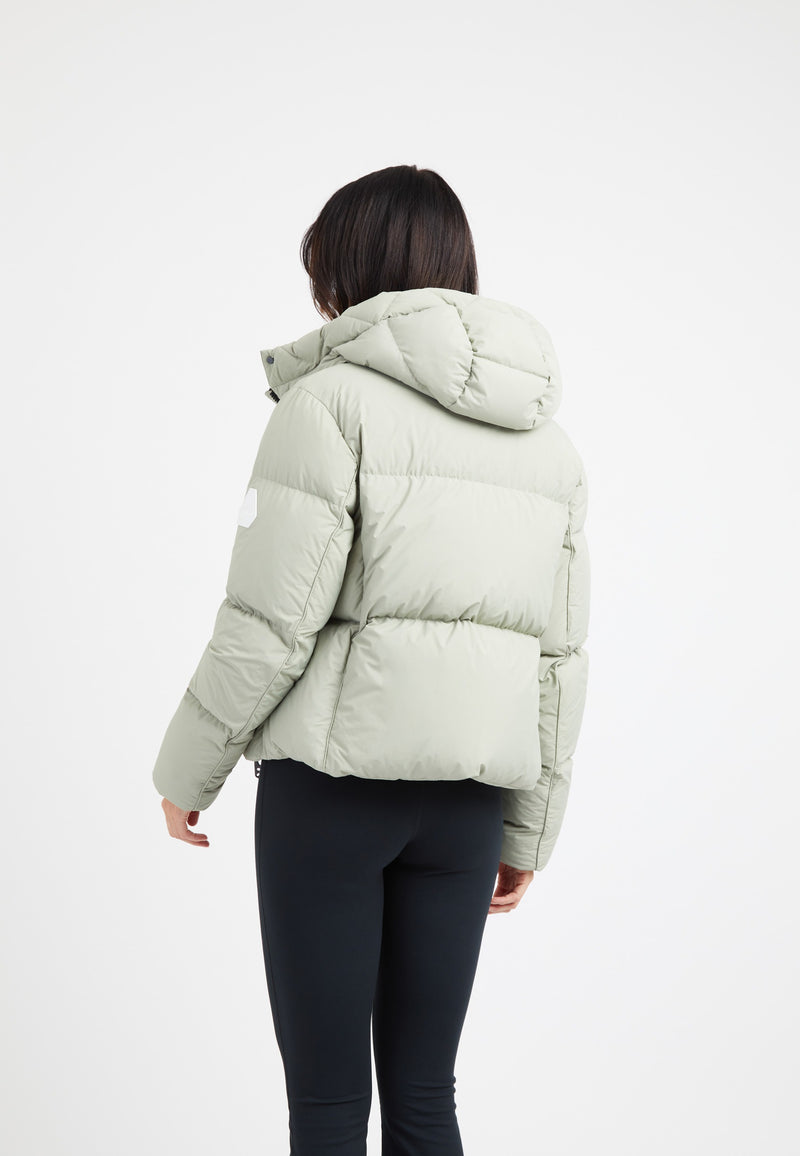Star Shower Down Puffer Jacket Sage on model full length by JACK1T