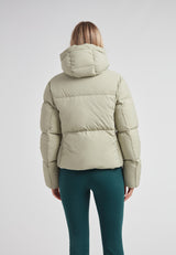 Back view of the Star Shower Down Puffer Jacket Sage showcasing its stylish and structured design.
