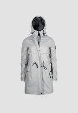 Aurora Raincoat with Cape Dusty Light Grey, lightweight water-resistant fabric, women's raincoat cape light grey.