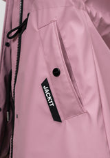 Womens Raincoat with Cape Dusty Pink featuring lightweight fabric and stylish pocket design.