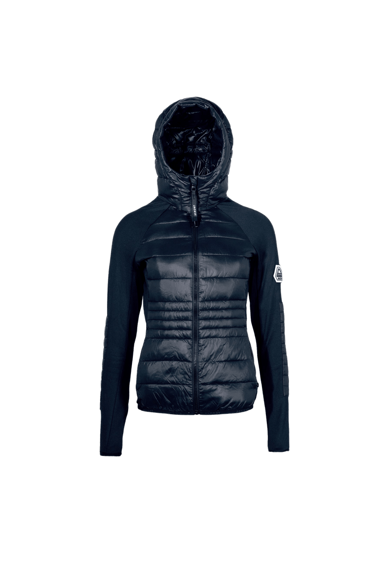 Calypso Hybrid Hooded Jacket Navy flat lay swatch