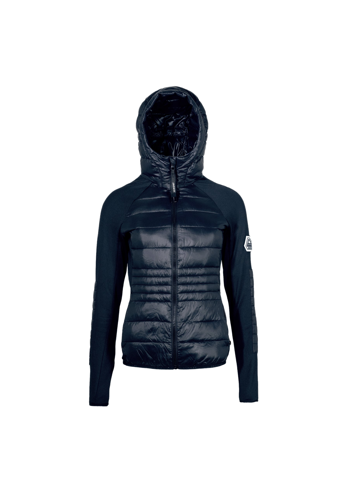 Calypso Hybrid Hooded Jacket Navy flat lay swatch