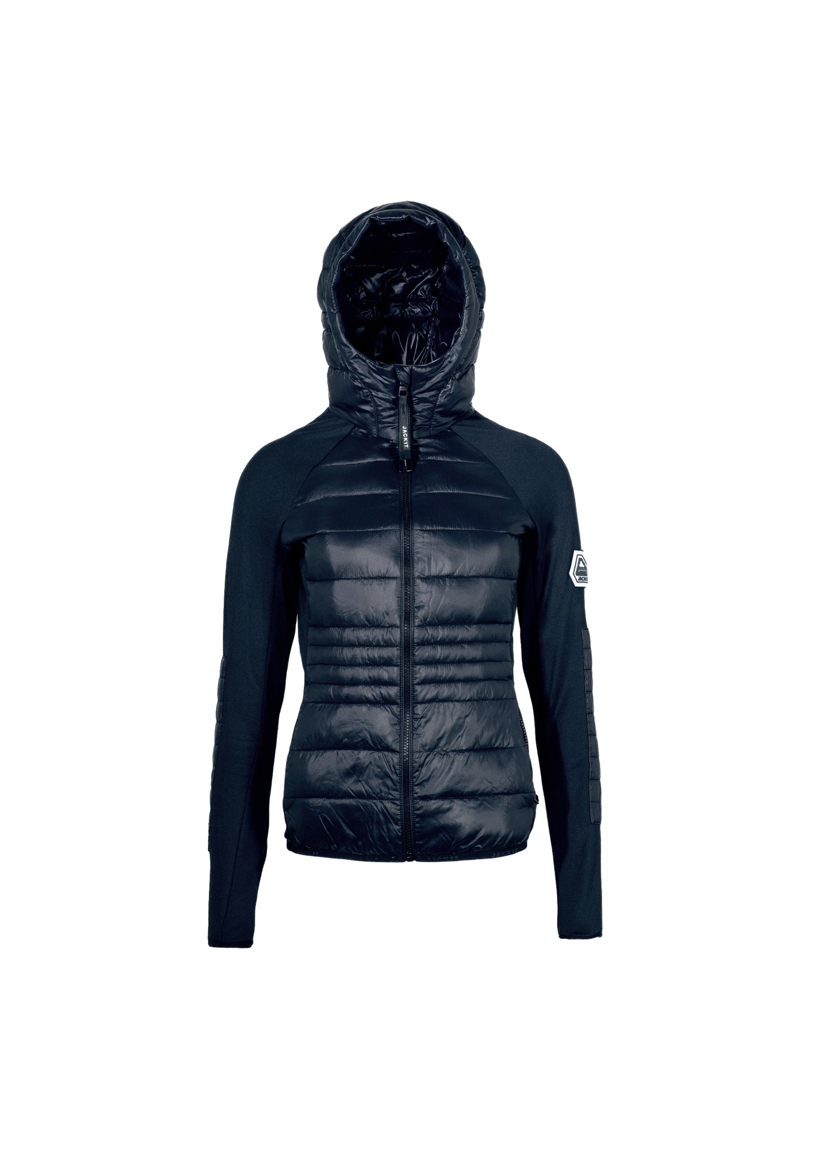Calypso Hybrid Hooded Jacket Navy flat lay swatch