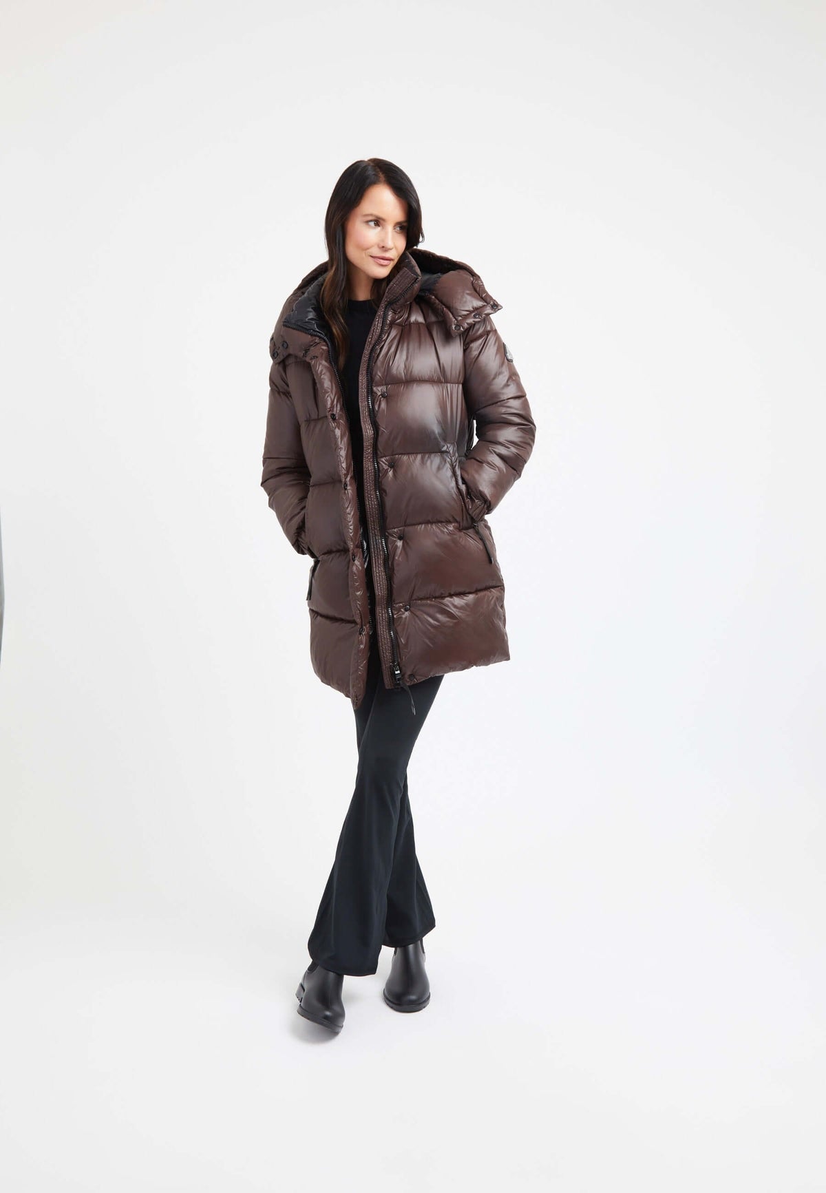 EZ Colonia Coat Chocolate Brown on model detail by JACK1T