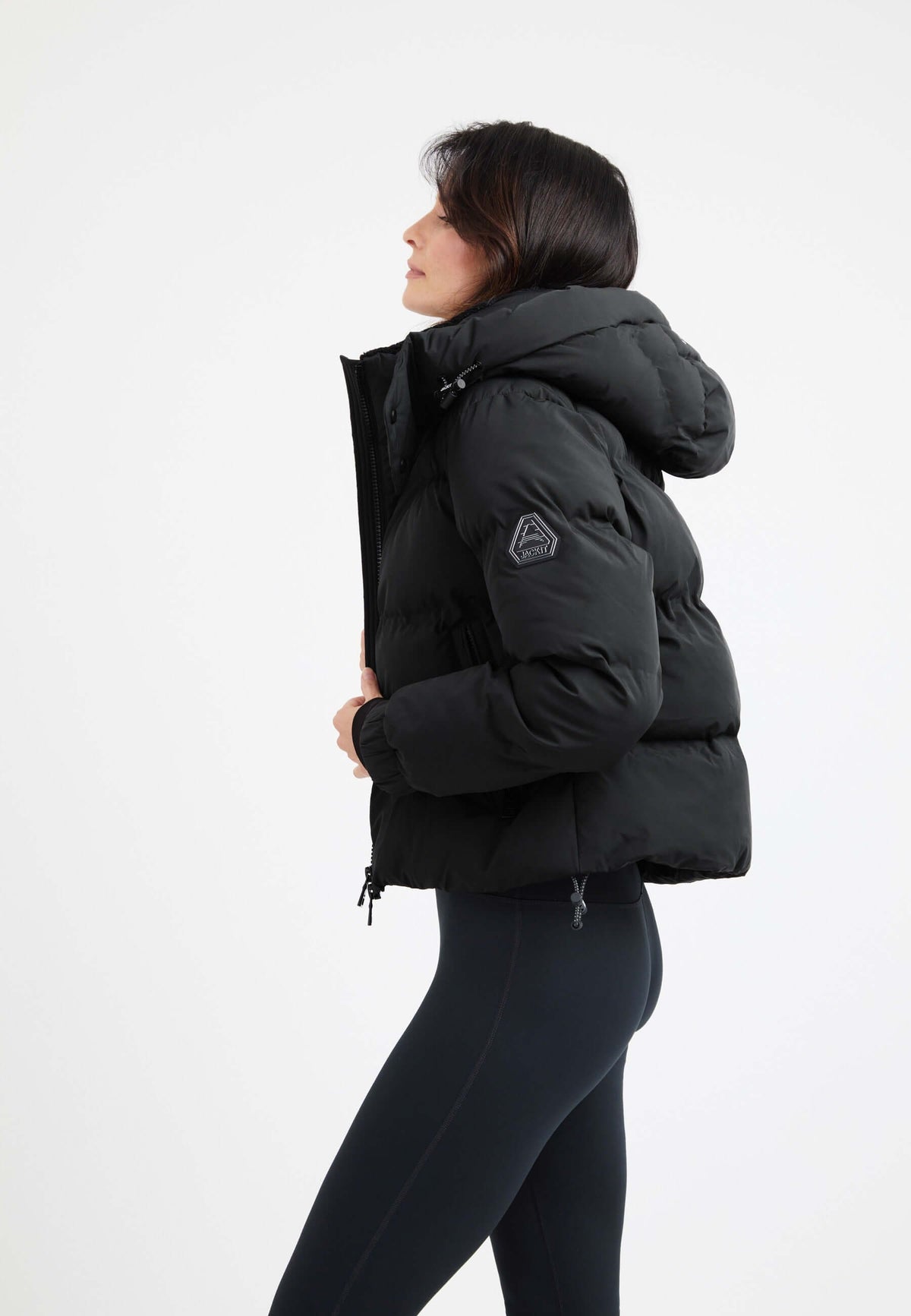 EZ Bonded Cropped Black on model back view by JACK1T