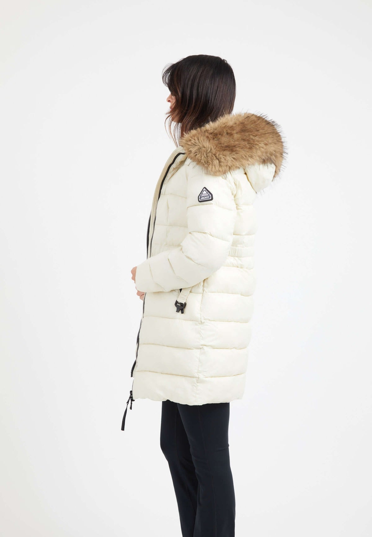 Madero Coat Cream on model back view by JACK1T