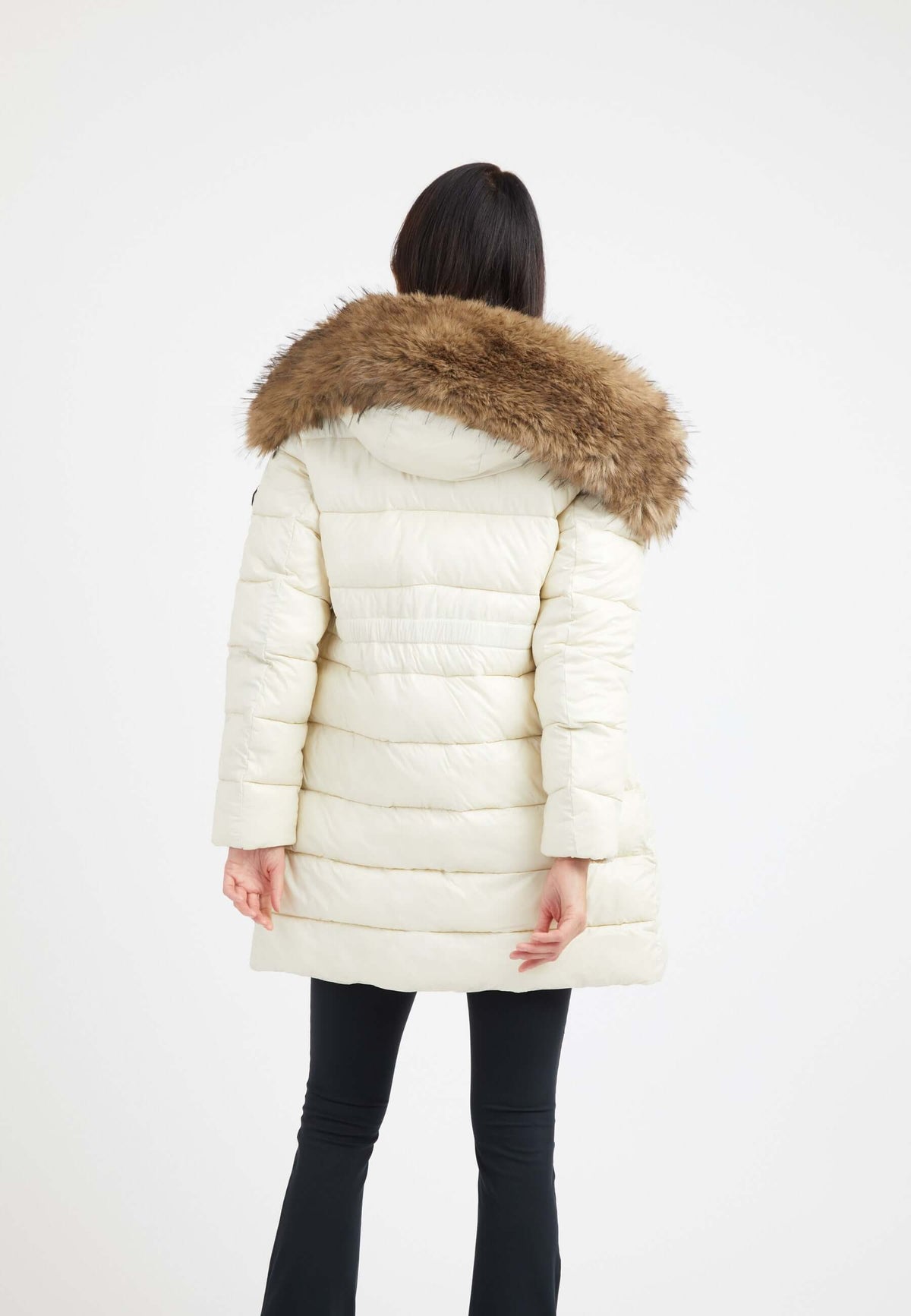 Madero Coat Cream on model full length by JACK1T
