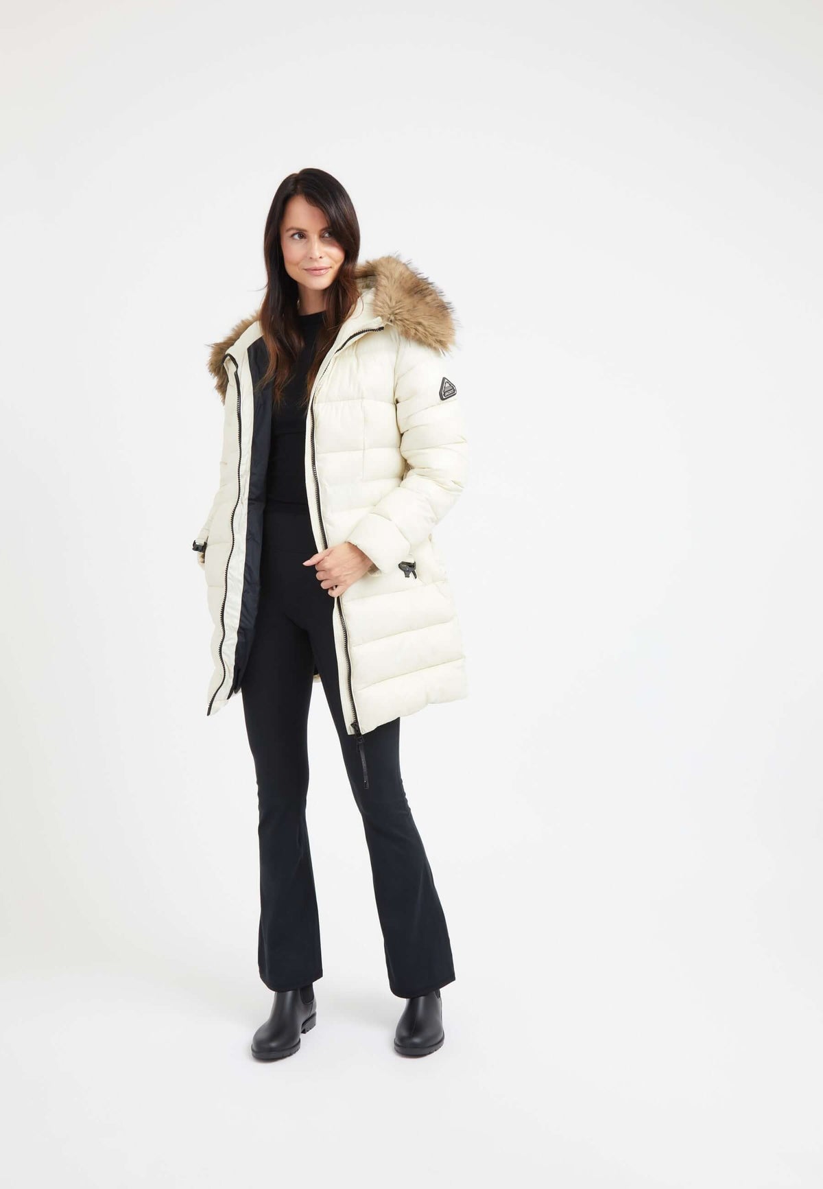 Madero Coat Cream on model detail by JACK1T