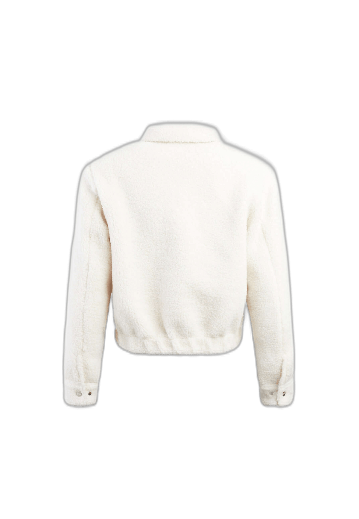 Cropped Sherpa Shirt Jacket Almond Milk flat lay back cutout