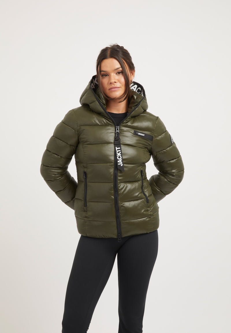 R3D Slick Racer Jacket Olive on model front view by JACK1T
