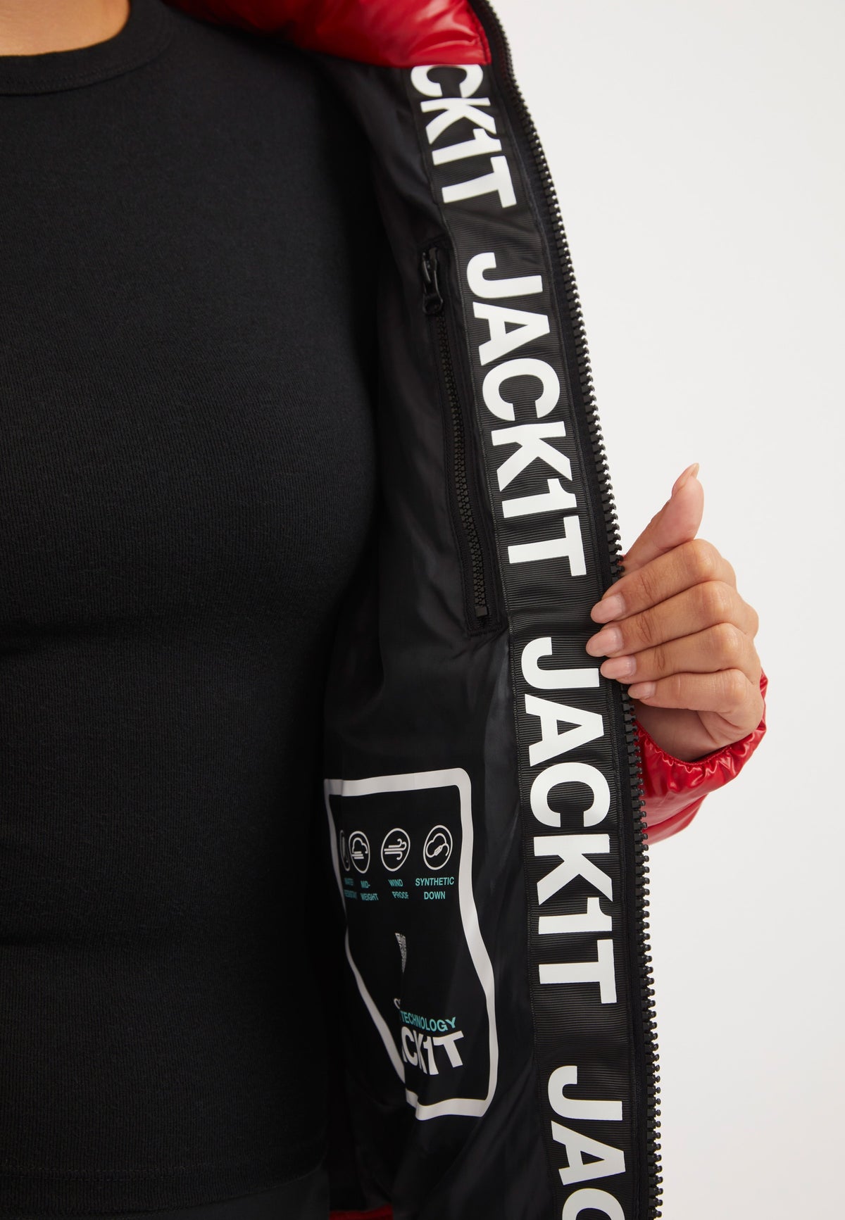R3D Slick Racer Jacket Cherry Red detail shot by JACK1T