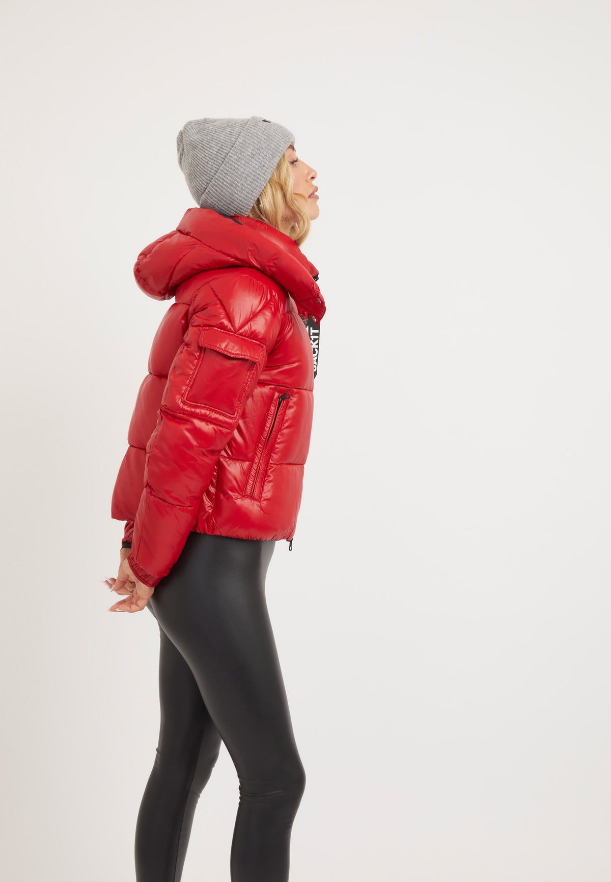 EZ Racer Slick Hood Jacket Cherry Red on model back view by JACK1T