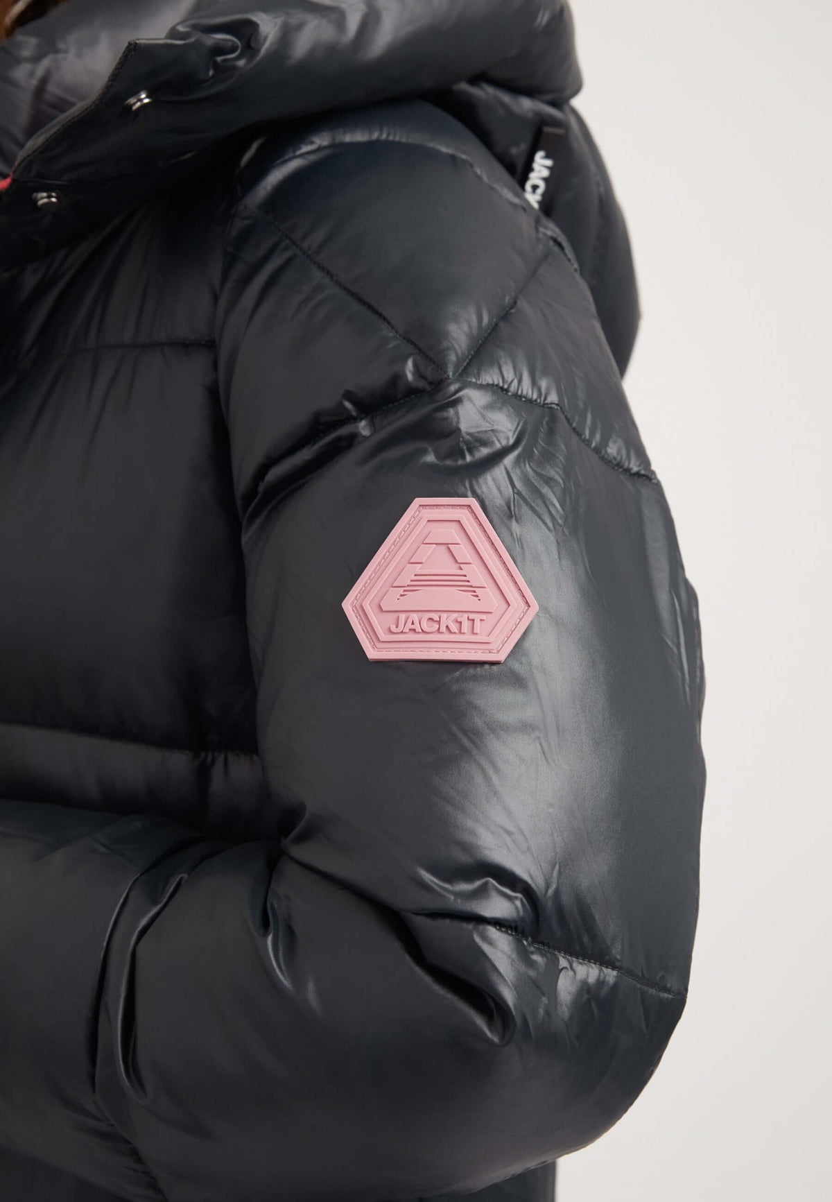 EZ Slick Ultra Long Coat Black/Pink detail shot by JACK1T