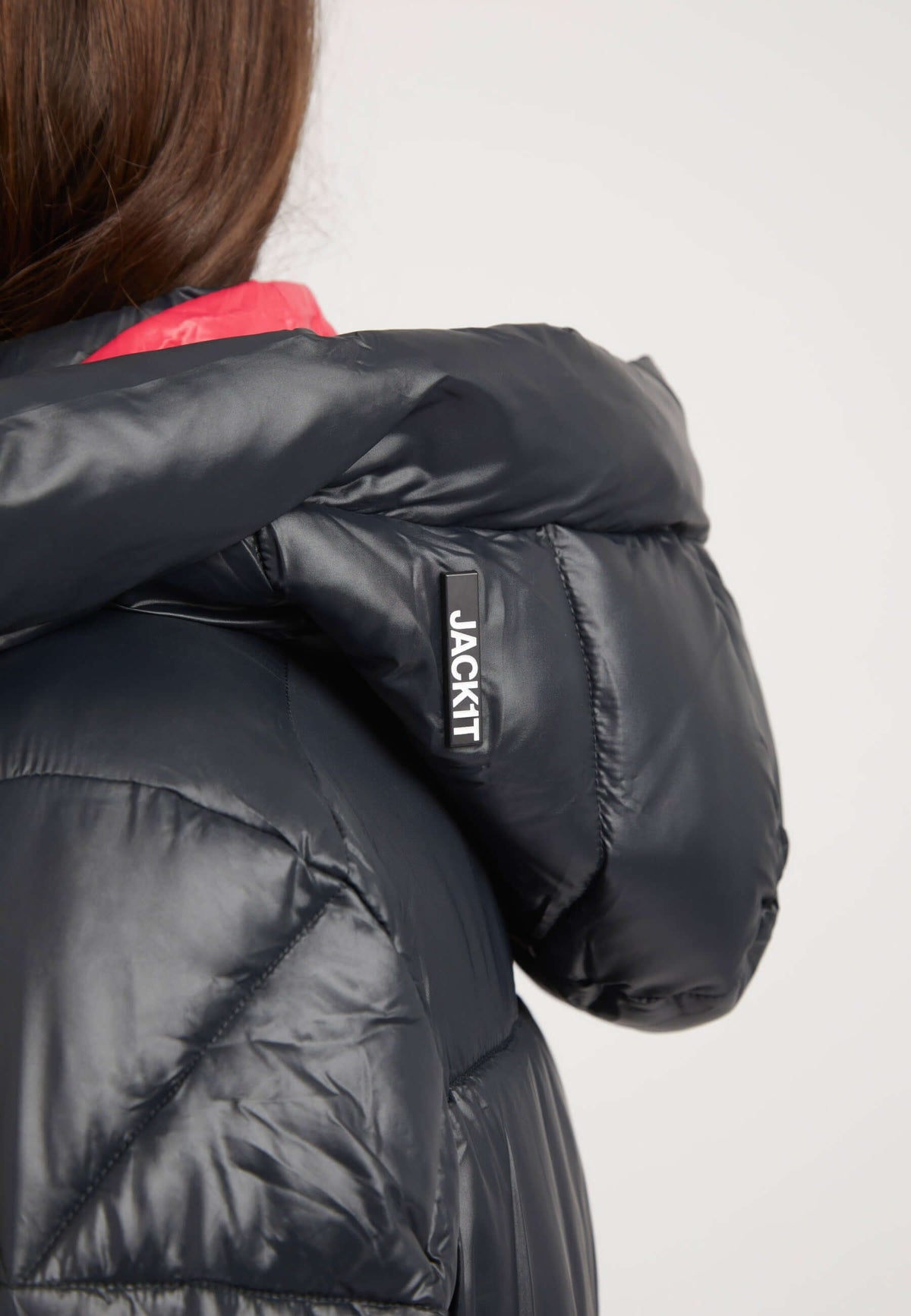 EZ Slick Ultra Long Coat Black/Pink detail shot by JACK1T