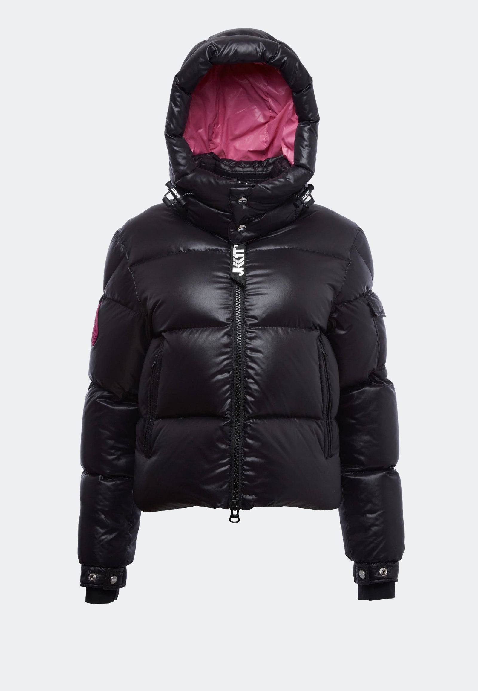 EZ Slick Ultra Long Coat Black/Pink flat lay swatch