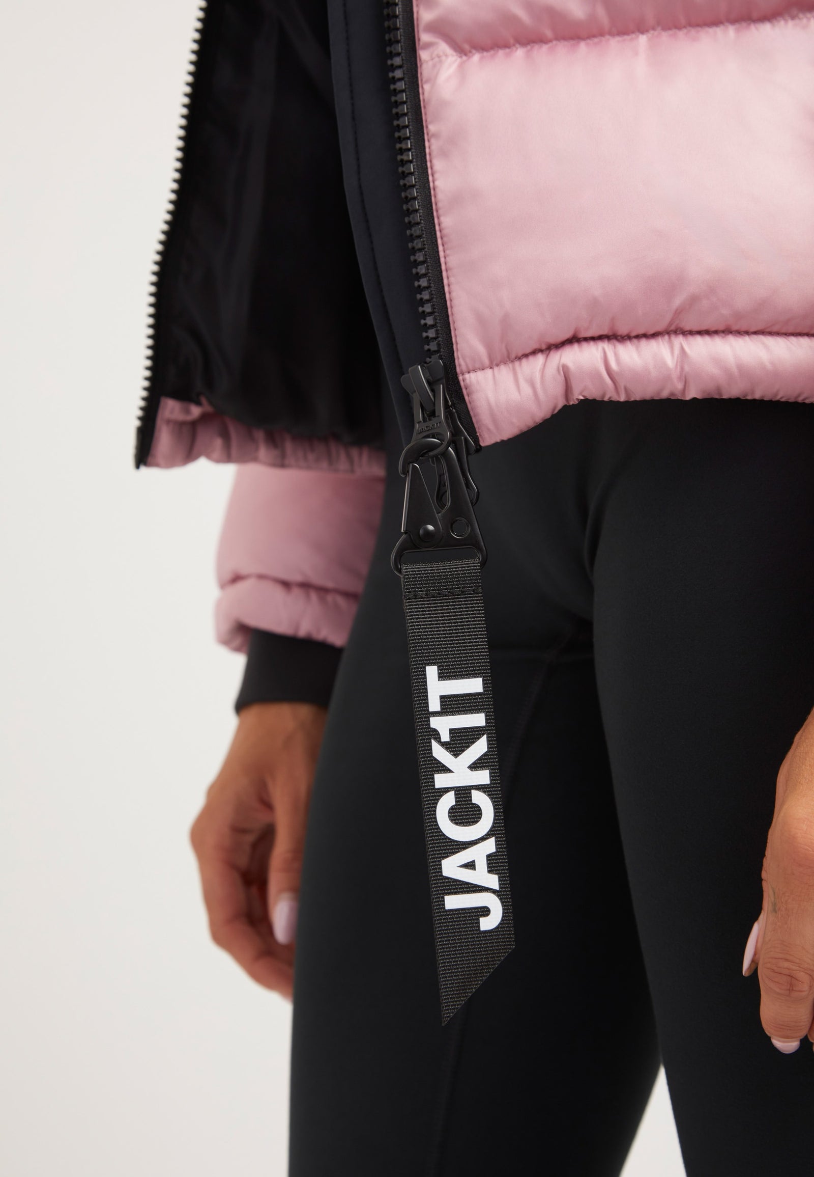 Diamond Funnel Jacket Powder Pink/Black detail shot by JACK1T