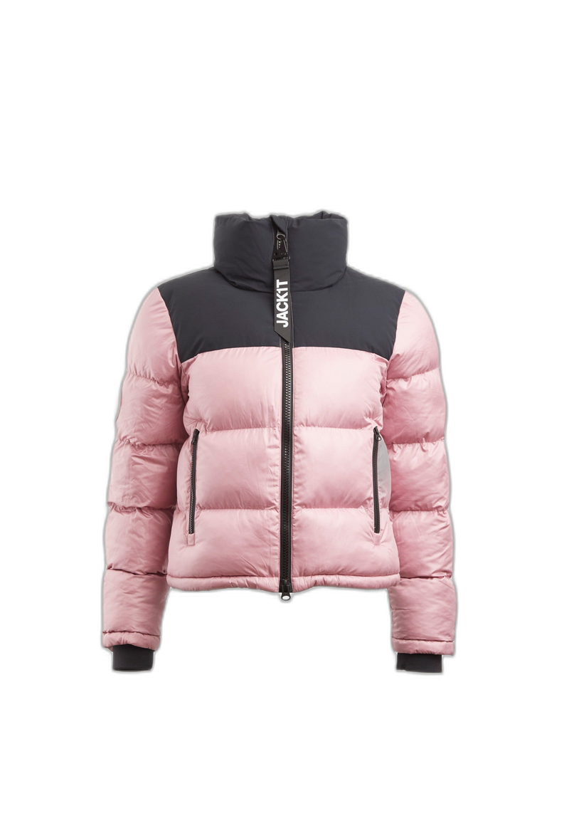 Diamond Funnel Jacket Powder Pink Black flat lay cutout