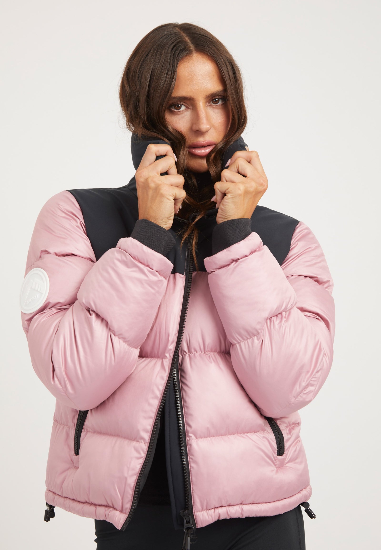 Diamond Funnel Jacket Powder Pink/Black styled shot by JACK1T