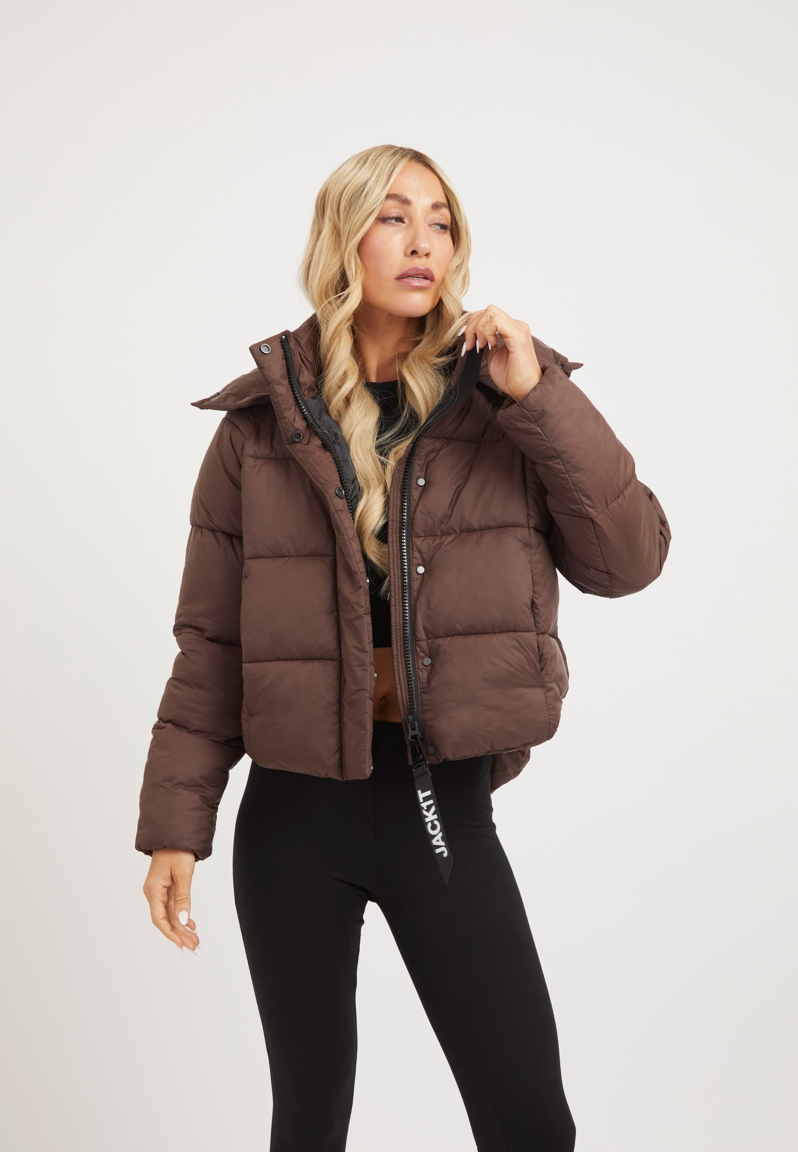 Cloud Crop Jacket Mid Brown styled shot by JACK1T