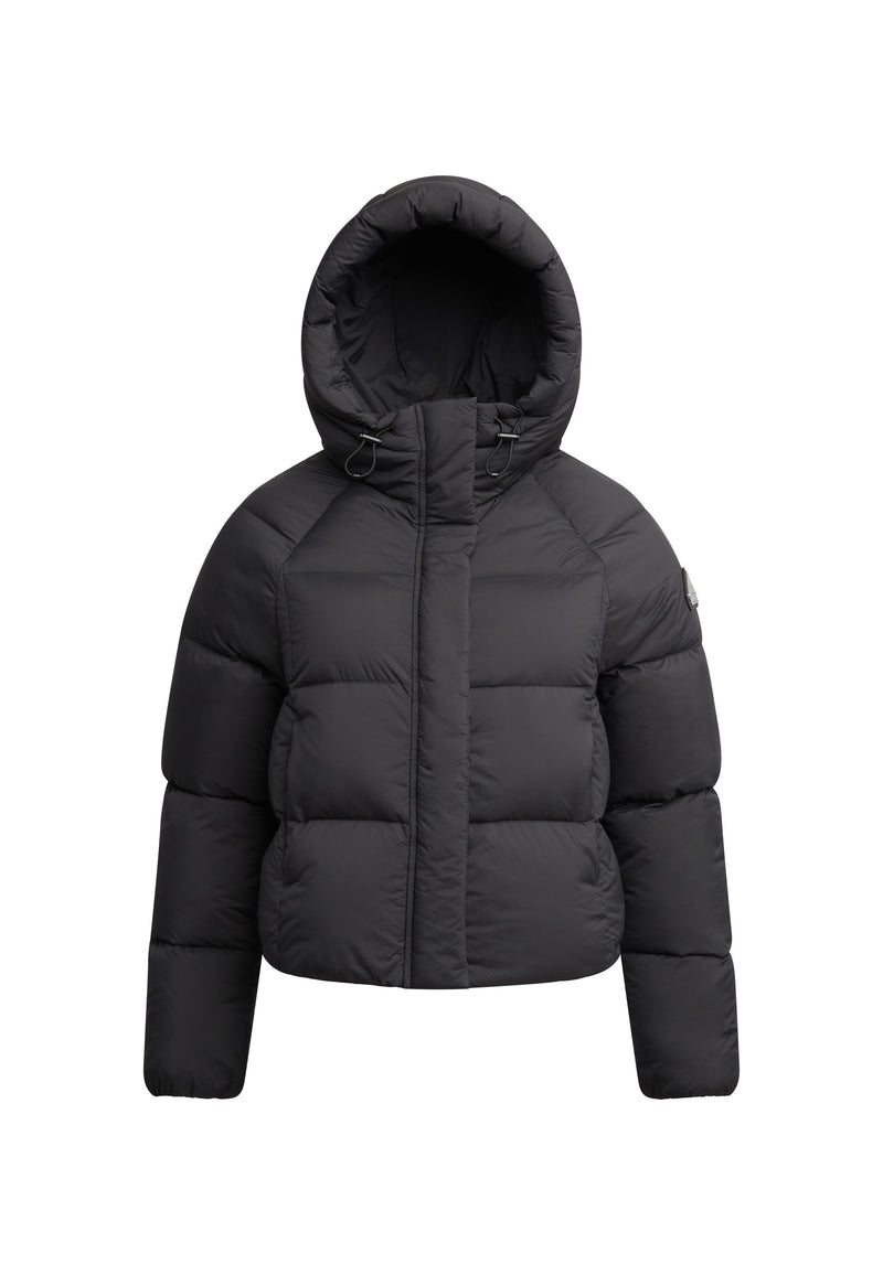 Cloud Crop ONELOFT Puffer Jacket Black flat lay swatch