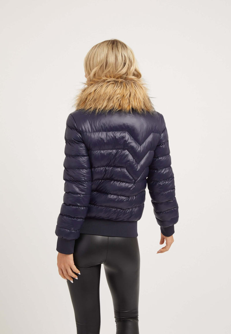 Retro Racer Revolution Jacket Navy on model full length by JACK1T