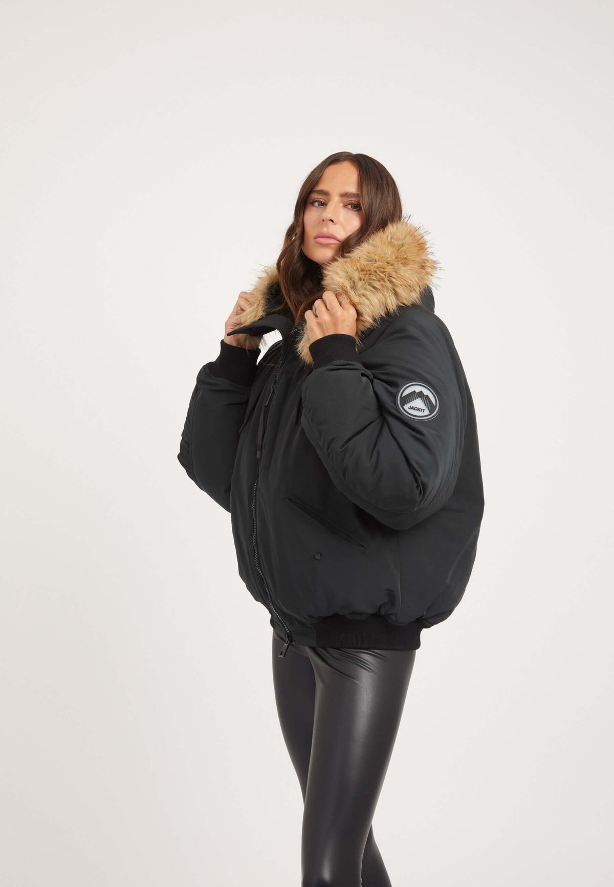 First Rescue Bomber Jacket Black on model back view by JACK1T