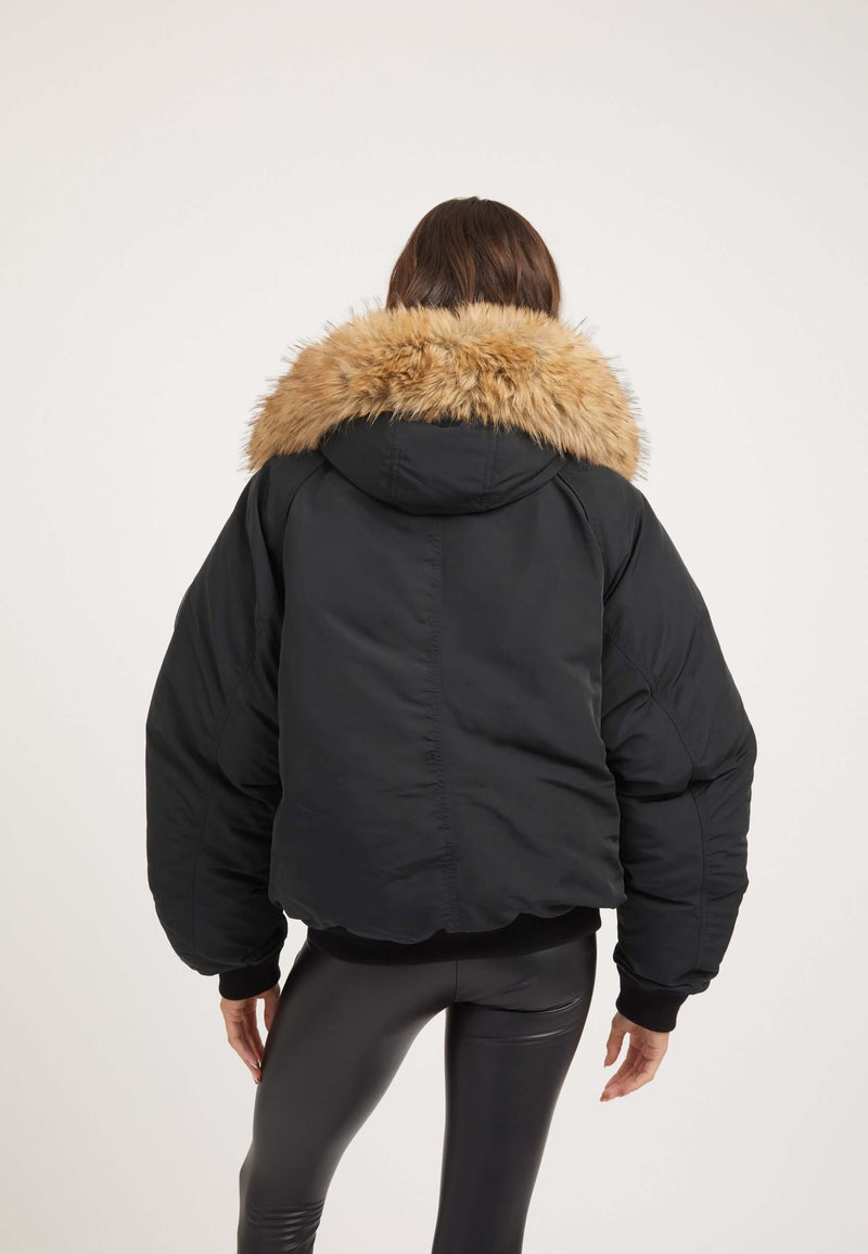 First Rescue Bomber Jacket Black on model full length by JACK1T