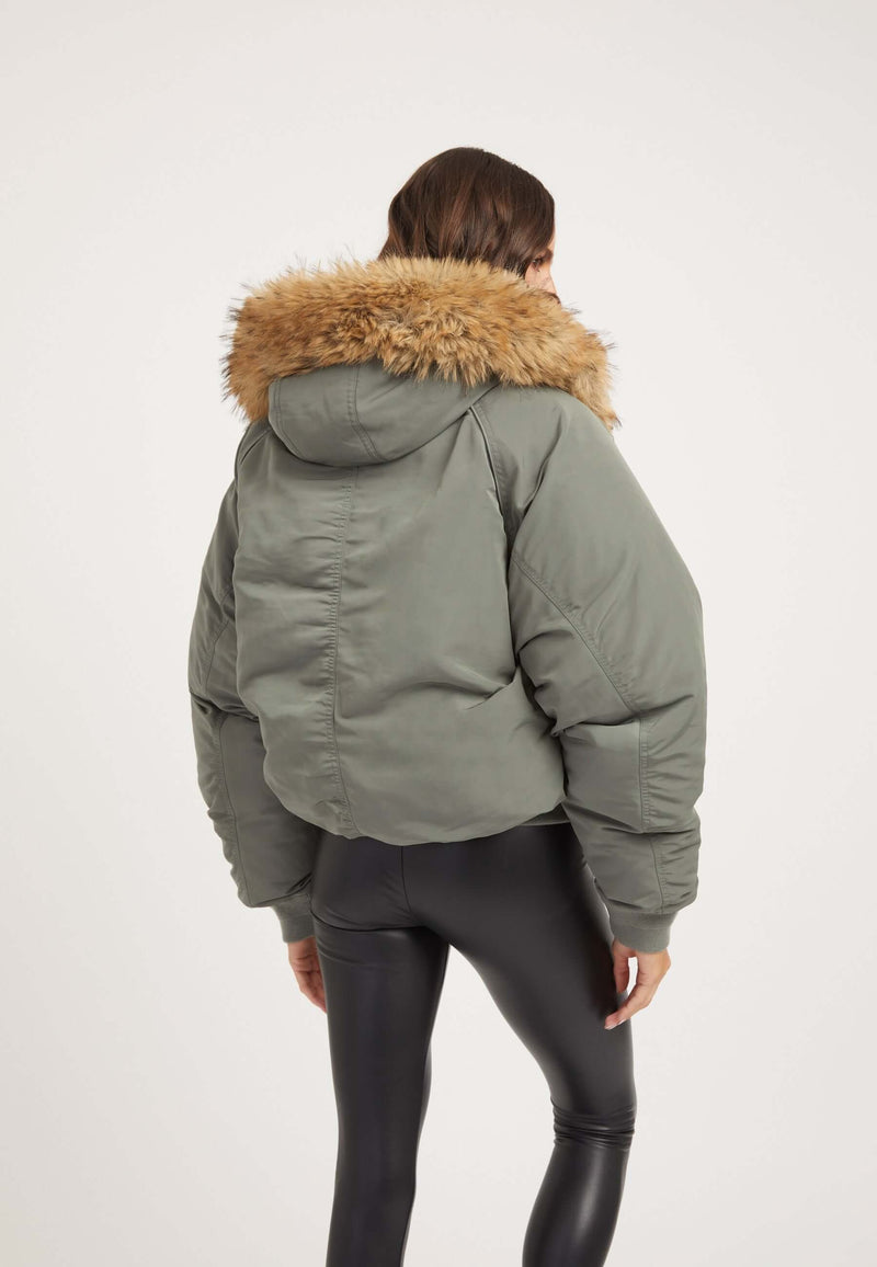 First Rescue Bomber Jacket Olive on model full length by JACK1T