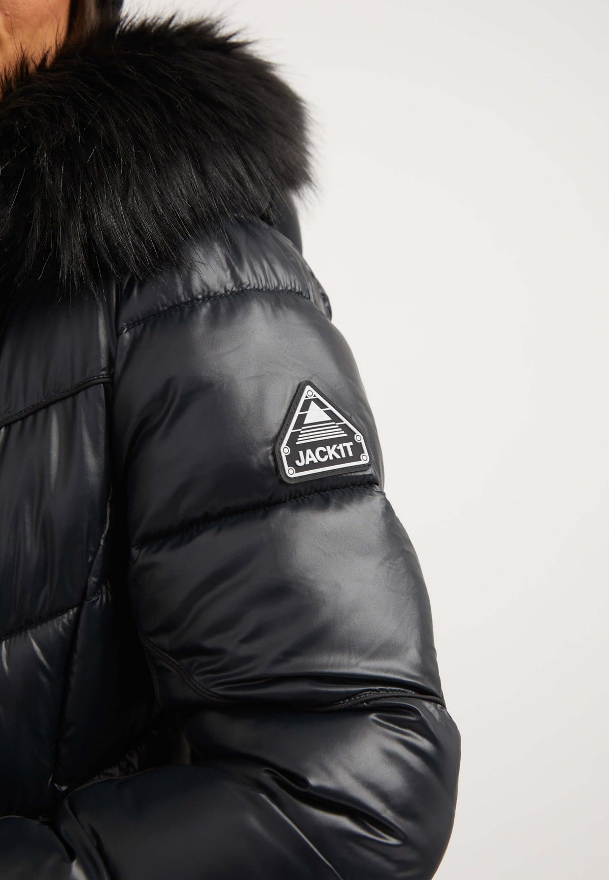 Diamond Belted Extra Long ONELOFT Coat Black detail shot by JACK1T