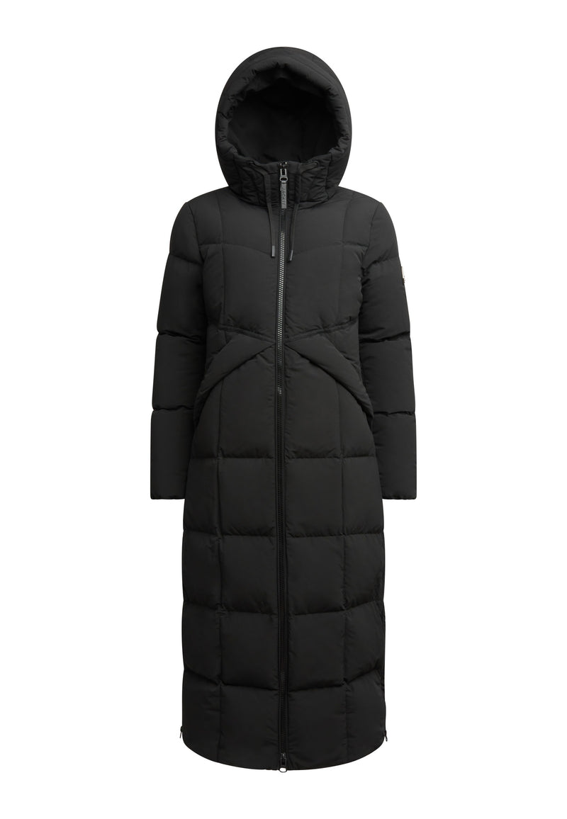 Black Star Ex-long Puffer Matt Coat Black flat lay swatch