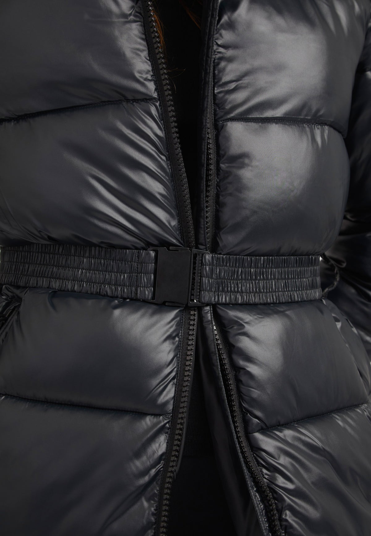 EZ Belted Coat Black/Stone detail shot by JACK1T