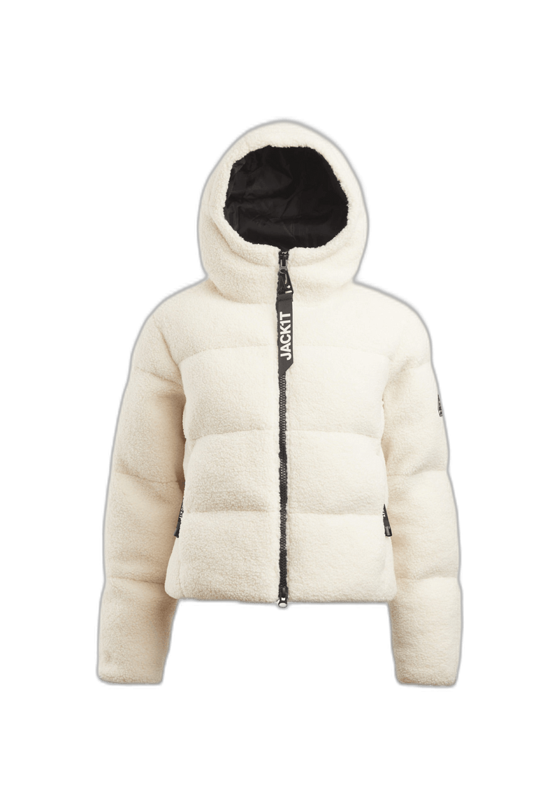EZ Sherpa Cropped Jacket Ecru flat lay swatch