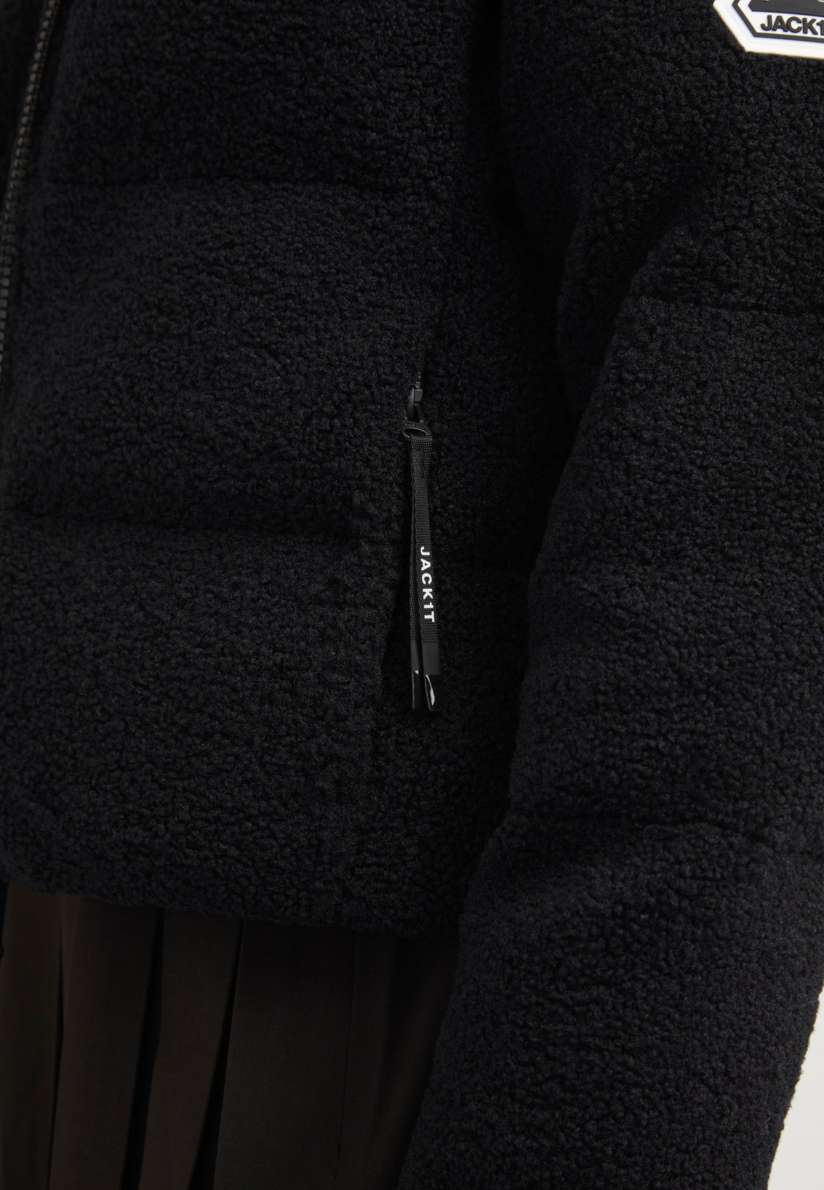 EZ Sherpa Cropped Jacket Black detail shot by JACK1T
