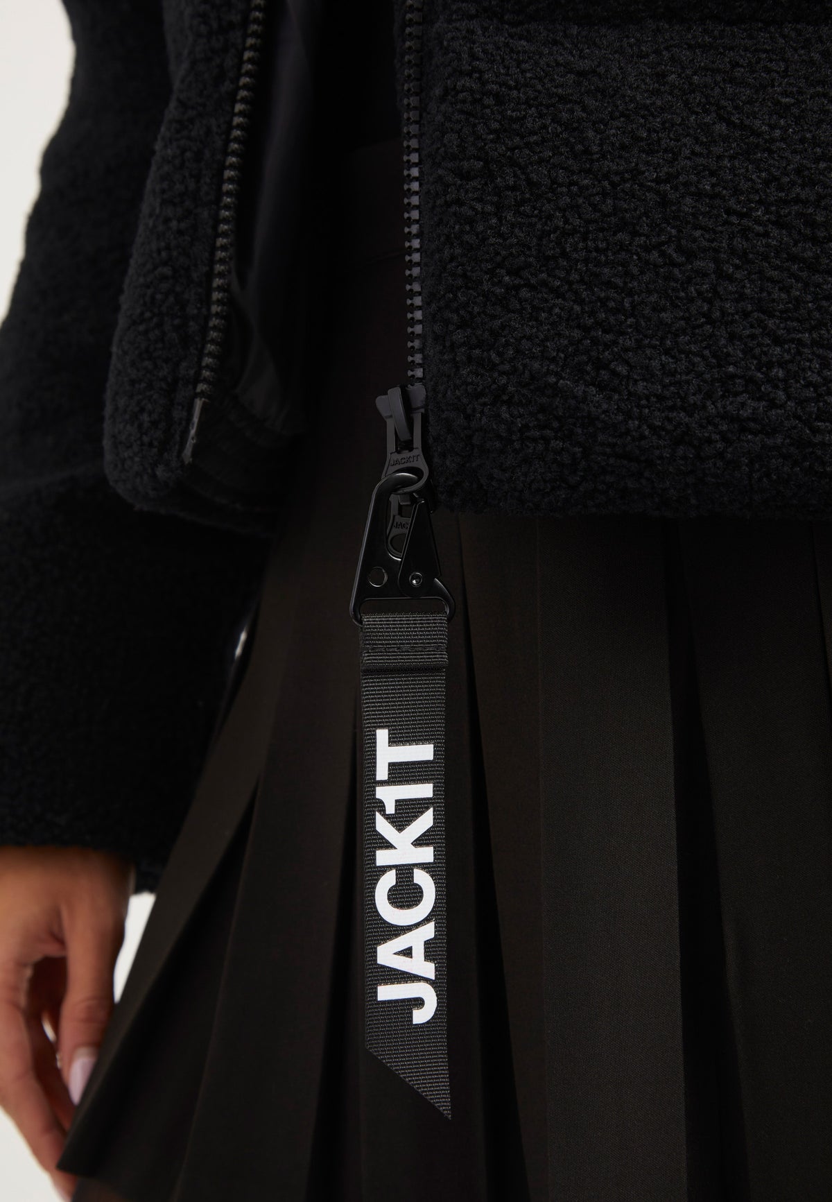 EZ Sherpa Cropped Jacket Black detail shot by JACK1T