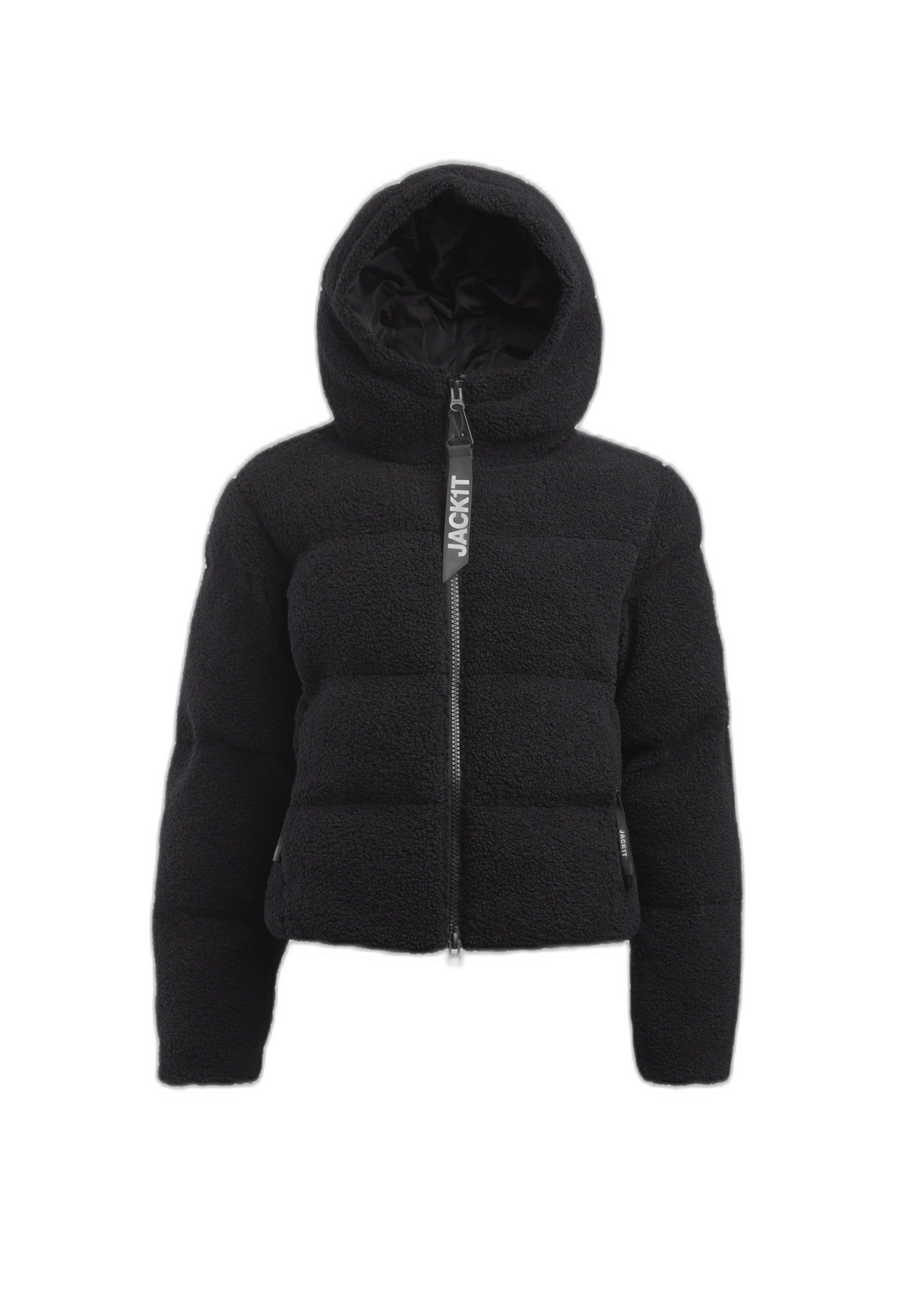 EZ Sherpa Cropped Jacket Black flat lay cutout