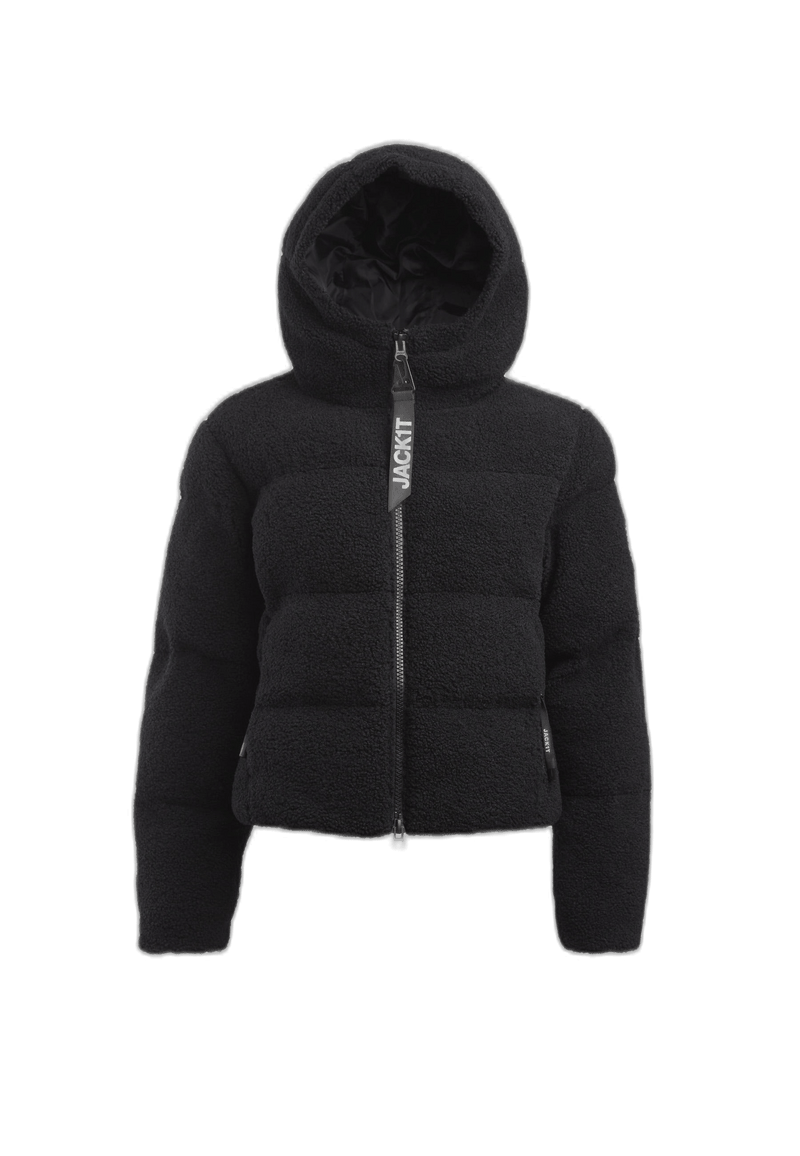 EZ Sherpa Cropped Jacket Black flat lay swatch