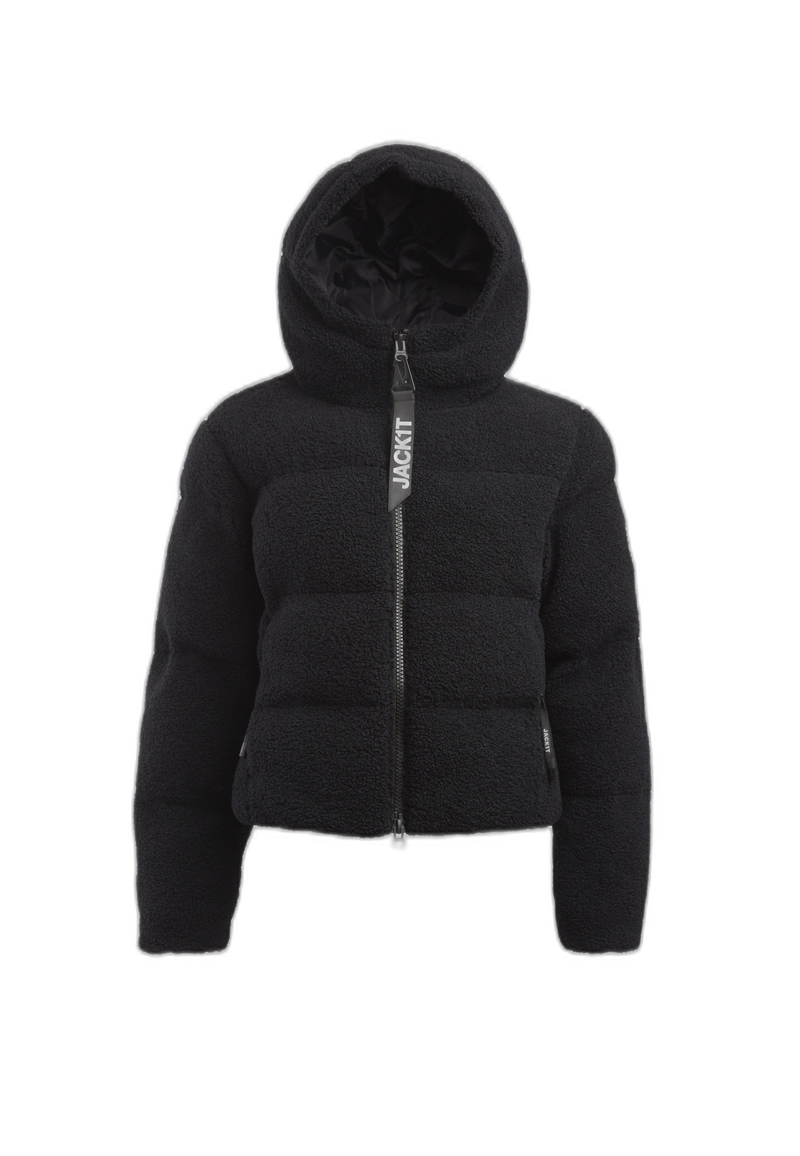 EZ Sherpa Cropped Jacket Black flat lay cutout