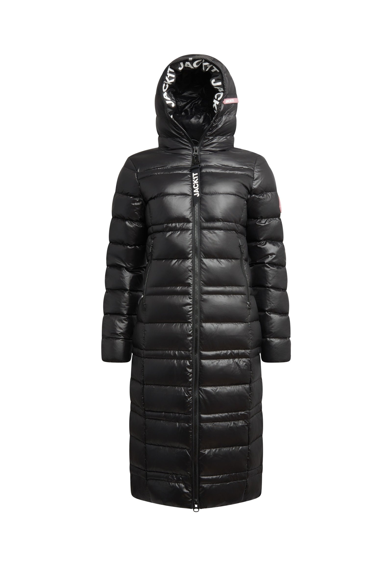 R4D Extra Long Straight Baffle Coat Black flat lay swatch