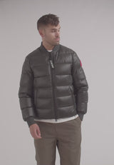 Vortex Bomber Jacket in olive, stylish men's winter performance jacket with down fill and two-way zip.