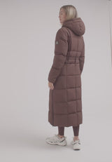 Black Star Extra Long Down Coat Matt Mid Brown