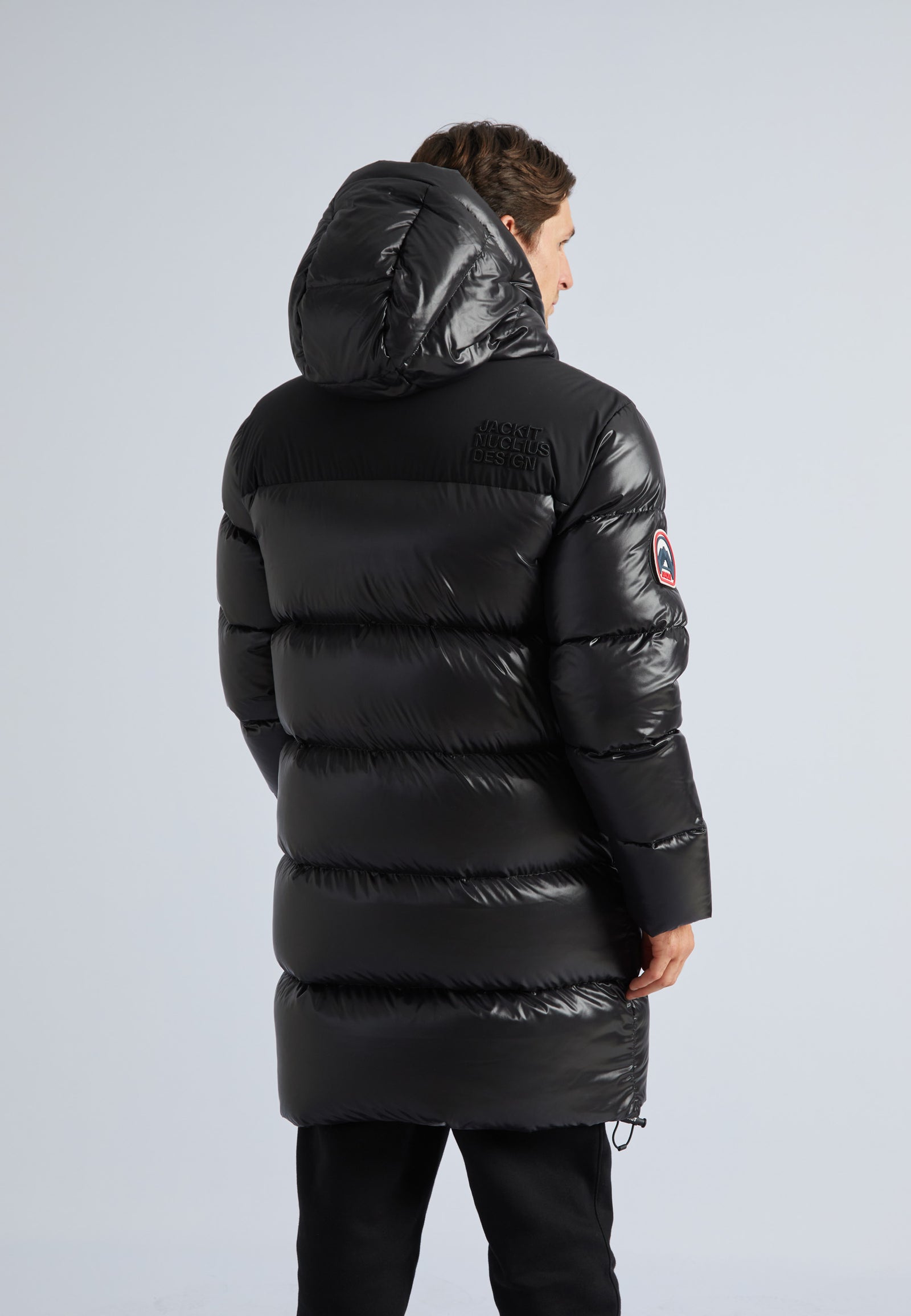 Puffer Coat All Black Jacket Mens Long Black Puffer Longline Mens